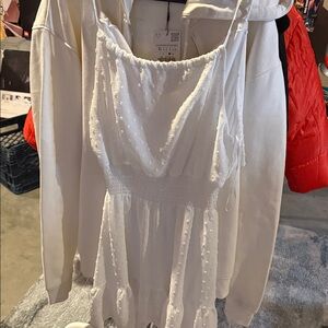 White Sleeveless Dress with Textured Details